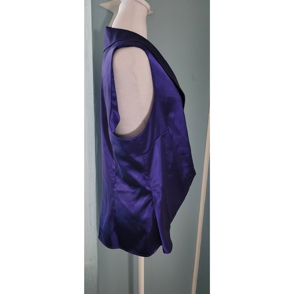Metaphor Top Wrap Style Blouse Women's XL Purple Sleeveless Plunging Surplice Ne - Picture 4 of 13
